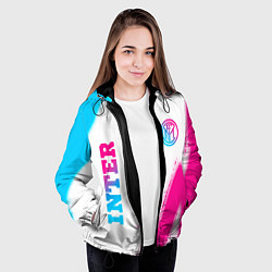 Куртка с капюшоном женская Inter neon gradient style вертикально, цвет: 3D-черный — фото 2