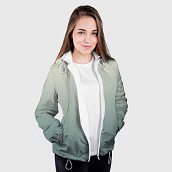 Куртка с капюшоном женская Серо-зелёный приглушённый градиент, цвет: 3D-белый — фото 2