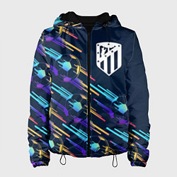 Куртка с капюшоном женская Atletico Madrid градиентные мячи, цвет: 3D-черный