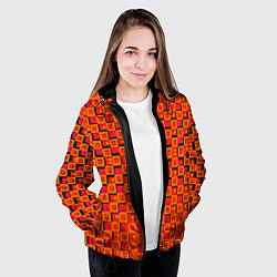 Куртка с капюшоном женская Фиолетовые квадраты на чёрном фоне, цвет: 3D-черный — фото 2