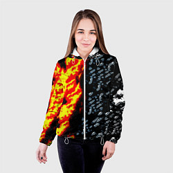 Куртка с капюшоном женская Текстура огня и воды, цвет: 3D-белый — фото 2