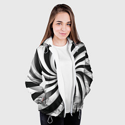 Куртка с капюшоном женская Оптическое путешествие, цвет: 3D-белый — фото 2