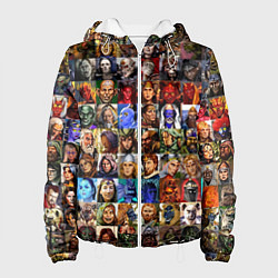 Куртка с капюшоном женская Портреты всех героев, цвет: 3D-белый