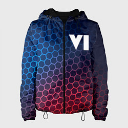 Куртка с капюшоном женская GTA 6 неоновые соты, цвет: 3D-черный