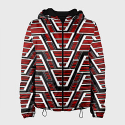 Куртка с капюшоном женская Техно броня красная, цвет: 3D-черный