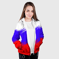 Куртка с капюшоном женская Триколор штрихи, цвет: 3D-белый — фото 2