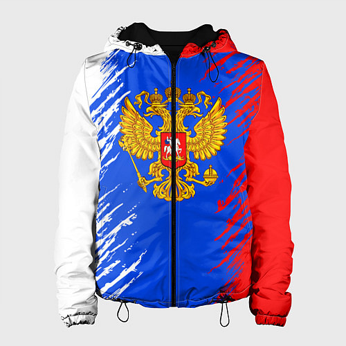 Женская куртка Триколор штрихи с гербор / 3D-Черный – фото 1