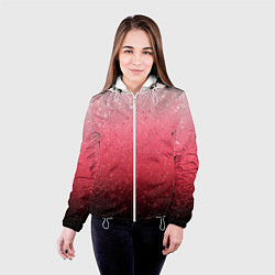 Куртка с капюшоном женская Градиент розово-чёрный брызги, цвет: 3D-белый — фото 2