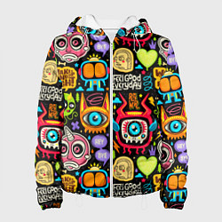 Куртка с капюшоном женская Feel good every day motivation monsters pattern, цвет: 3D-белый