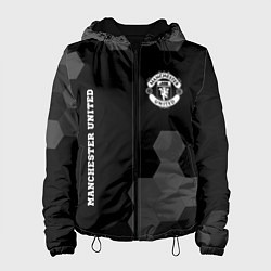 Куртка с капюшоном женская Manchester United sport на темном фоне вертикально, цвет: 3D-черный