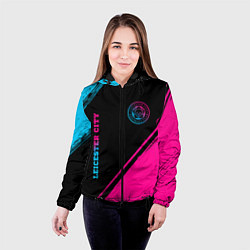 Куртка с капюшоном женская Leicester City - neon gradient вертикально, цвет: 3D-черный — фото 2
