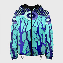 Куртка с капюшоном женская Turquoise abstraction, цвет: 3D-черный