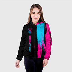 Куртка с капюшоном женская AEK Athens - neon gradient по-вертикали, цвет: 3D-черный — фото 2