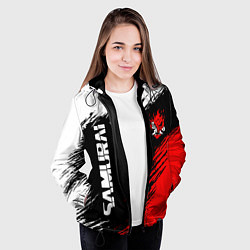Куртка с капюшоном женская Самурай лого - киберпанк 2077, цвет: 3D-черный — фото 2