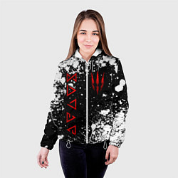 Куртка с капюшоном женская Знаки из Ведьмака - белые брызги, цвет: 3D-белый — фото 2