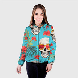 Куртка с капюшоном женская Черепа в отпуске, цвет: 3D-черный — фото 2