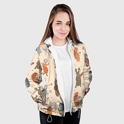 Куртка с капюшоном женская Животные с инструментами, цвет: 3D-белый — фото 2