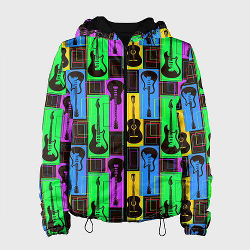 Женская куртка Красочные гитары / 3D-Черный – фото 1