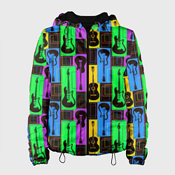 Куртка с капюшоном женская Красочные гитары, цвет: 3D-черный