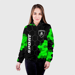 Куртка с капюшоном женская Lamborghini green sport hexagon, цвет: 3D-черный — фото 2