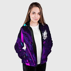 Куртка с капюшоном женская Cyberpunk 2077 neon gaming, цвет: 3D-черный — фото 2