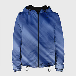 Куртка с капюшоном женская Белые полосы на синем фоне, цвет: 3D-черный