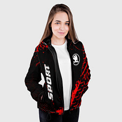 Куртка с капюшоном женская Skoda red sport tires, цвет: 3D-черный — фото 2