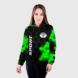 Куртка с капюшоном женская Daewoo green sport hexagon, цвет: 3D-черный — фото 2
