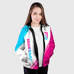 Куртка с капюшоном женская Juventus neon gradient style вертикально, цвет: 3D-черный — фото 2
