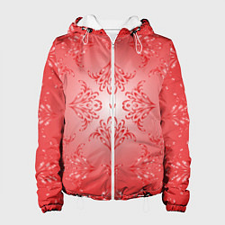 Куртка с капюшоном женская Красный симметричный узор, цвет: 3D-белый