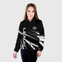 Куртка с капюшоном женская Лексус - монохромная абстракция, цвет: 3D-черный — фото 2