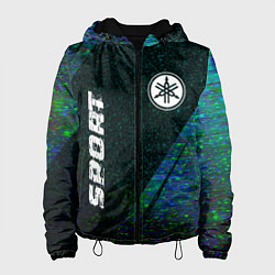 Куртка с капюшоном женская Yamaha sport glitch blue, цвет: 3D-черный