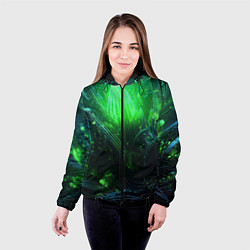 Куртка с капюшоном женская Зеленая кислотная яркая неоновая абстракция, цвет: 3D-черный — фото 2