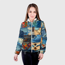 Куртка с капюшоном женская Vanguard denim patchwork - ai art, цвет: 3D-белый — фото 2