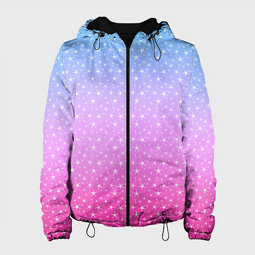 Женская куртка Звёздный градиент голубой и розовый / 3D-Черный – фото 1