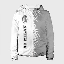 Куртка с капюшоном женская AC Milan sport на светлом фоне по-вертикали, цвет: 3D-белый