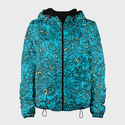Женская куртка Абстракция бирюзовый со свечением / 3D-Черный – фото 1