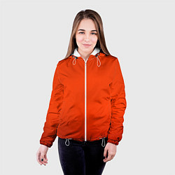 Куртка с капюшоном женская Пылкий красно-оранжевый градиент, цвет: 3D-белый — фото 2
