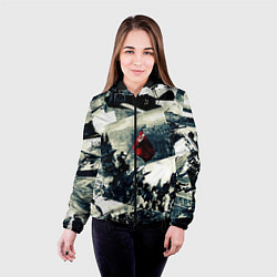 Куртка с капюшоном женская День победы 9 мая и силуэты кадров с фронта, цвет: 3D-черный — фото 2