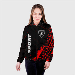Куртка с капюшоном женская Lamborghini red sport tires, цвет: 3D-черный — фото 2