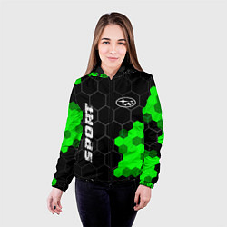 Куртка с капюшоном женская Subaru green sport hexagon, цвет: 3D-черный — фото 2