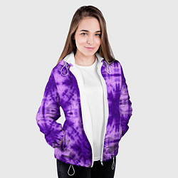 Куртка с капюшоном женская Тай дай фиолетовый, цвет: 3D-белый — фото 2