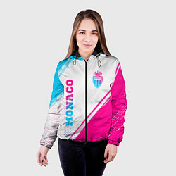 Куртка с капюшоном женская Monaco neon gradient style вертикально, цвет: 3D-черный — фото 2
