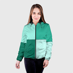 Куртка с капюшоном женская Геометричный зелёный и мятный, цвет: 3D-черный — фото 2