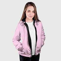 Куртка с капюшоном женская Светлый розовый в белую полоску, цвет: 3D-черный — фото 2