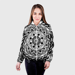 Куртка с капюшоном женская Мандала зенарт чёрно-белая, цвет: 3D-белый — фото 2