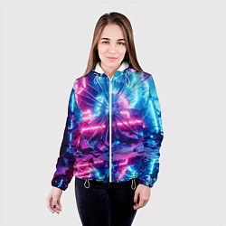 Куртка с капюшоном женская Разбитая неоновая вывеска - мегаполис, цвет: 3D-белый — фото 2