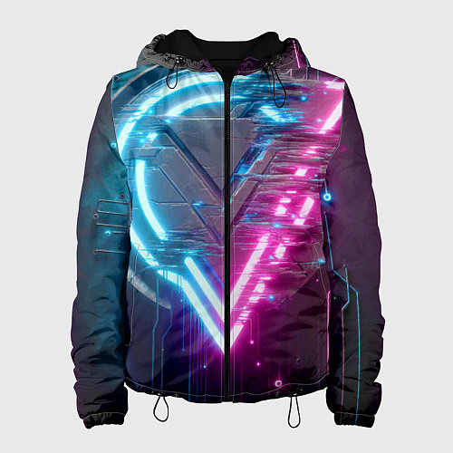 Женская куртка Neon geometric abstraction - ai art / 3D-Черный – фото 1