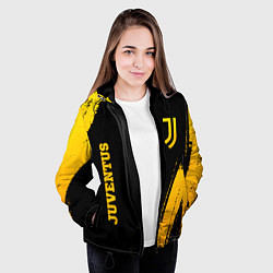 Куртка с капюшоном женская Juventus - gold gradient вертикально, цвет: 3D-черный — фото 2