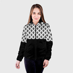 Куртка с капюшоном женская Чёрно-белый узором, цвет: 3D-черный — фото 2